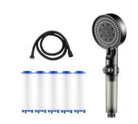 High Pressure 5-Mode Filtered Shower Head with 5 Extra Filters, Filtered Shower Head with Handheld, Built-in Power Wash for Hard Water (A+ hose)