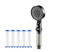 High Pressure 5-Mode Filtered Shower Head with 5 Extra Filters, Filtered Shower Head with Handheld, Built-in Power Wash for Hard Water (A(Shower Head with 5 Filters))