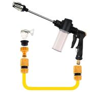 High Pressure Hose Nozzle - 37x14cm Aluminum ABS | 360° Rotating Garden Spray Guunn | Adjustable Water jetts Cleaner Nozzle | Car Wash Garden Patio Cleaning Hose Attachment Tool For Outdoor Use