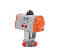 High Pressure Pneumatic Three-Way Ball Valve 304 Stainless Steel Female Thread T/L-Type 320bar Industrial Grade 3-Way Valve(2",L Type)