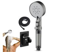 High Pressure Shower Head - Mode Handheld Shower for Bathroom Upgrade | Adjustable Water Saving Showerhead Kit with Hose Bracket, Hard Water Solution, Perfect for Home Hotel Apartment Rv, Black Silver