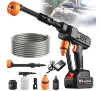 High Pressure Washer - Rondella ad alta pressione senza fili, con 1 batterie, pulitore ad alta pressione sulla batteria, ugello rotante 6 in 1 e 180°, tubo da 5 m, per la pulizia delle auto, pavimenti