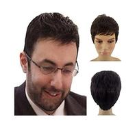 High-Quality Men's Wig, Parrucche for capelli sintetici Parrucca nera da uomo Parrucca corta e diritta for uomo Parrucca in fibra resistente al calore morbida e traspirante for l'uso quotidiano di cos