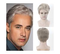 High-Quality Men's Wig, Parrucche grigie argentate sfumate corte for uomo Toupet maschili Parrucca corta sintetica diritta for Parrucca di fibra naturale resistente al calore for feste di cosplay quot