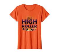 High Roller Gioco D'Azzardo Casino Dadi & Chips Grafica Maglietta, Donna, Arancio, L
