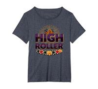 High Roller Gioco D'Azzardo Casino Dadi & Chips Grafica Maglietta, Donna Plus-Size, Pervinca, 2X
