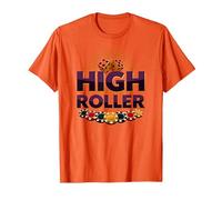 High Roller Gioco D'Azzardo Casino Dadi & Chips Grafica Maglietta, Uomo, Arancio, L