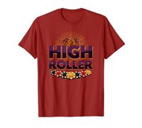 High Roller Gioco D'Azzardo Casino Dadi & Chips Grafica Maglietta, Uomo, Mirtillo Rosso, L