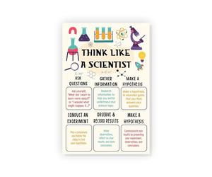 High School Science Poster Think Like A Scientist Science Mindset Wall Art for Middle School Classroom Decor(Framed,12x18inch(30x45cm))