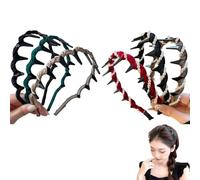 High Skull Pearl Headband, Retro High Skull Pearl Headband Wedding Party Elegant Braided Pearls Headbands with Teeth (A+B)