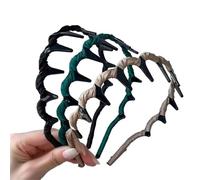 High Skull Pearl Headband, Retro High Skull Pearl Headband Wedding Party Elegant Braided Pearls Headbands with Teeth (A)