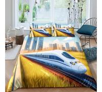 High-speed traincopripiumino morbida microfibra 3 Pezzi stampa 3D con cerniera Modern urban transit Set Di Copripiumino con federe per cuscini soffice for bambini e adolescenti Super king（260x220cm）
