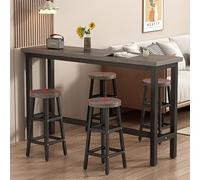 High Top Bar Table Pub & Breakfast Counter Height Table Solid Wood & Metal Frame Ideal for Home Restaurant and Bar Use Chairs Not Included