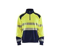High Vis - Felpa con mezza zip, giallo/blu navy, XL