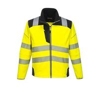 High Visibility Softshell Reflective Jacket, Men's Work Safety Jacket with Pockets & Zippers, Durable Workwear Coat giubbotto riflettente(Geel,L)