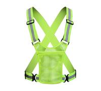 High Visibility Vest, Lightweight Reflective Vest, Reflective Running Gear, Reflective Running Vest, Adjustable Reflective Running Vest for Safety During Night Runs, Green And Black