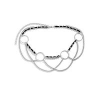 High Waisted Chain Bikini, Waist Body Chains for Women Simple Cross Chain Tassel Belly Chains for Women Sexy Belts(Silver)