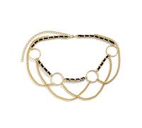 High Waisted Chain Bikini, Waist Body Chains for Women Simple Cross Chain Tassel Belly Chains for Women Sexy Belts(Gold)