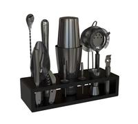 Highball & Chaser Set di 13 strumenti da bar Boston in acciaio inossidabile nero canna di fucile con accessori per barista Mixology