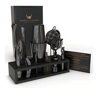 Highball & Chaser Set di 13 strumenti da bar Boston in acciaio inossidabile nero canna di fucile con accessori per barista Mixology