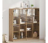 Highboard 2 pezzi rovere Artisan 68 x 37 x 142 cm credenza in legno con ante in PVC trasparente e ripiani per soggiorno, soluzione moderna ed elegante