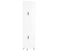 Highboard bianco lucido, 34,5 x 34 x 180 cm, armadio moderno per piccoli spazi, soluzione di stoccaggio con materiale in legno, design elegante per una casa ordinata