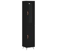 Highboard nero 34,5 x 34 x 180 cm in legno - Armadio moderno per soggiorno, camera da letto o corridoio - Stabile per vestiti, libri e decorazioni