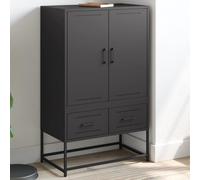 Highboard nero, 68 x 39 x 111,5 cm, armadio in acciaio con spazio per libri e riviste, lamiera d'acciaio laminata a freddo, robusta soluzione di conservazione, elegante