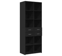 Highboard nero, 70 x 42,5 x 185 cm, moderno mobili da soggiorno in materiale di legno, soluzione di stoccaggio per vestiti e decorazioni, ideale per piccoli spazi e minimalismo