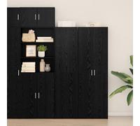 Highboard Rovere Nero 45x42.5x185 cm Legno Ingegnerizzato con Finitura Opaca per Sala da Pranzo, Due Mensole Regolabili e Porte a Cerniera, Mobile di Stoccaggio Elegante