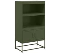 Highboard verde oliva 68,5 x 38,5 x 123,5 cm, in acciaio, set moderno di mobili da soggiorno con spazio per vestiti, libri e decorazioni, soluzione di conservazione stabile e durevole per la vostra