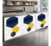Highdi 1 pz Tendina Sottolavello Cucina, Tende per Mobili da Cucina, Tenda Corta Hook Loop Autoadesiva, Impermeabile e Antipolvere, per Mobile Sottolavello Armadio (esagono,80x80cm)