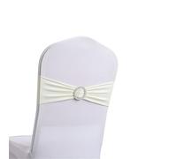 Highdi 10/20/30/50/100 Pezzi Decorazione Elastica per Matrimonio, Fascia Coprisedia con Fiocchi con Fibbia Scorrevole Fasce per Sedie per Decorazioni Matrimoni Feste (Avorio,50pcs)