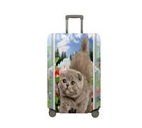 Highdi 18-32 Pulgadas Funda para Maletas, Elasticidad Funda Maleta Estampado Animal en 3D, Anti-Polvo Cubierta de Equipaje, Anti-Rasguños Funda Protectora Maletas (Gatto,XL)
