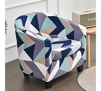 Highdi 2 Pezzi Copripoltrona 1 Posto Chesterfield Elasticizzato, Poltrona Club da Cocktail Antiscivolo Rimovibile Tub Chair Copripoltrona per Bar Camera da Letto Soggiorno (Geometria colorata)