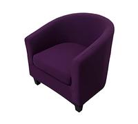 Highdi 2 Pezzi Copripoltrona 1 Posto Chesterfield Elasticizzato, Poltrona Club da Cocktail Antiscivolo Rimovibile Tub Chair Copripoltrona per Camera da Letto Bar (Tinta Unita - Viola Scuro)