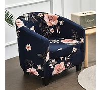 Highdi 2 Pezzi Copripoltrona 1 Posto Chesterfield Elasticizzato, Poltrona Club da Cocktail Antiscivolo Rimovibile Tub Chair Copripoltrona per Bar Camera da Letto Soggiorno (blu navy)