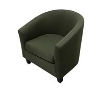 Highdi 2 Pezzi Copripoltrona 1 Posto Chesterfield Elasticizzato, Poltrona Club da Cocktail Antiscivolo Rimovibile Tub Chair Copripoltrona per Camera da Letto Bar (Tinta Unita - Verde Militare)