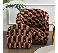 Highdi 2 Pezzi Copripoltrona 1 Posto Chesterfield Elasticizzato, Poltrona Club da Cocktail Antiscivolo Rimovibile Tub Chair Copripoltrona per Bar Soggiorno Camera da Letto Soggiorno (rombo Marrone)