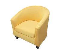 Highdi 2 Pezzi Copripoltrona 1 Posto Chesterfield Elasticizzato, Poltrona Club da Cocktail Antiscivolo Rimovibile Tub Chair Copripoltrona per Camera da Letto Bar (Tinta Unita - Giallo)