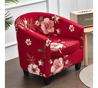 Highdi 2 Pezzi Copripoltrona 1 Posto Chesterfield Elasticizzato, Poltrona Club da Cocktail Antiscivolo Rimovibile Tub Chair Copripoltrona per Bar Camera da Letto Soggiorno (Rosso brillante)