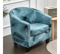 Highdi 2 Pezzi Copripoltrona 1 Posto Chesterfield Elasticizzato, Poltrona Club da Cocktail Antiscivolo Rimovibile Tub Chair Copripoltrona per Bar Camera da Letto Soggiorno (foglia blu)