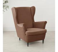 Highdi 2 Pezzi Velluto Copripoltrona con Orecchie e Copri Pouf Elasticizzato, Copridivano da 1 Posto con Fodera per Cuscino, Lavabile Rimovibile (78-85 cm (Copripoltrona con Orecchie),Marrone Scuro)