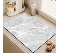 Highdi 2pc Tappetino Scolapiatti Assorbente, Marmo Bianco Tappetino Macchina Caffe Asciugatura Rapida, Antiscivolo Tappetino Scolapiatti Lavello Cucina per Bar, Club, Cucina (50x60cm,Antracite)