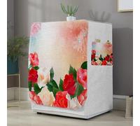 Highdi 3D Copertura Lavatrice per Esterno,Coprilavatrice Esterni per di Carica Frontale lavatrici e Asciugatrice Copertura (Fiore di Rosa 6,M capacità 8~10 kg)