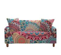 Highdi 3D Copridivano di Mandala Stampa, Copridivano Elasticizzato 1/2/3/4 Posti, Universale Fodere Copridivani, Copridivani con Braccioli, Antiscivolo Sofa Protettore (Mandala,4 posti)