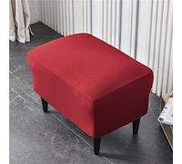 Highdi Copri Pouf Rettangolare Elasticizzato Velluto, Spandex Copertura Dell'Ottomano Moderna Copri Poggiapiedi Poltrona per Soggiorno, Morbido Lavabile Fodere per Sgabello (rosso bordeaux,1 Pezzi)