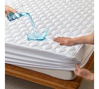 HIGHDI Coprimaterasso Matrimoniale Impermeabile 150 x 200 cm, Bianco Lenzuolo con Angoli in Cotone e Microfibra Protezione, Proteggi Materasso, Traspirante, Tutto Intorno Elastico