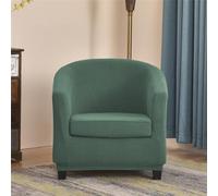 Highdi Copripoltrona 1 Posto Elasticizzato Chesterfield in Jacquard a Quadri Tinta Unita 2 Pezzi Fodere Poltrona da Cocktail Antiscivolo per Bar Soggiorno Camera da Letto Club (Verde Scuro)