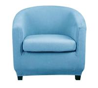 Highdi Copripoltrona 1 Posto Elasticizzato in Jacquard a Quadri (Azzurro)